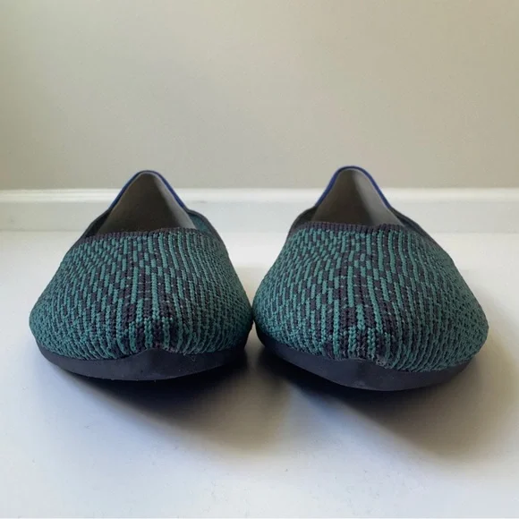 Rothy's The Point Teal Blue Green Textured Ballet Flats Sleek Design pointed toe - Picture 5 of 8